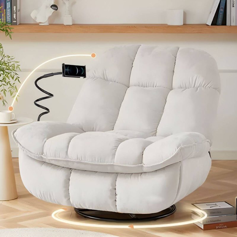 "Metal Solid Color Swivel Rocker Indoor Modern Position Lock Swivel Recliners - White Bracket Included Swivel Rocker Power - Push Button"