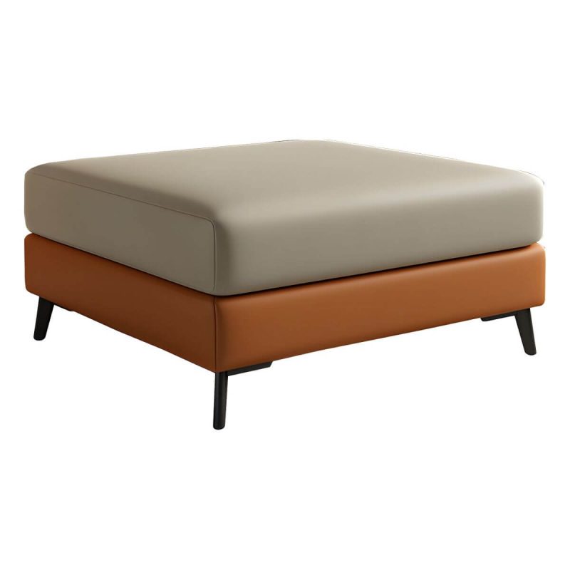 "Modern Standard Ottoman in Faux Leather with Solid Color and Wood Frame - 4 Piece Set Dark Green 31"L x 23"W x 16"H"