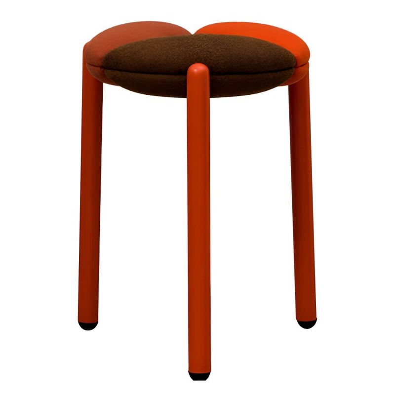 "Modern Upholstered Accent Stool with Metal Frame and Stackable Design - 1 Piece Brown"