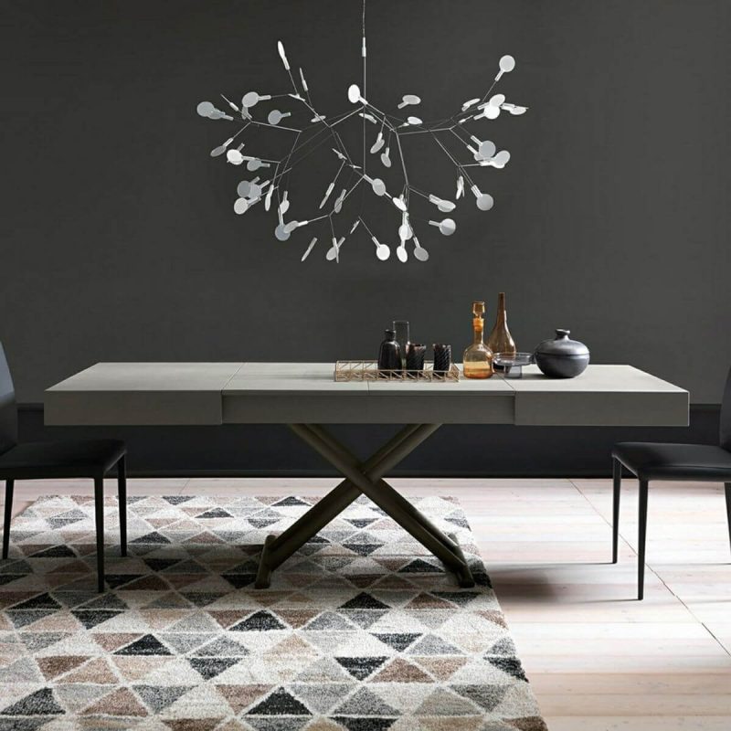 "Lumber Square Lift Top Accent Table with Crossed Base in a Modern Style, Grey"