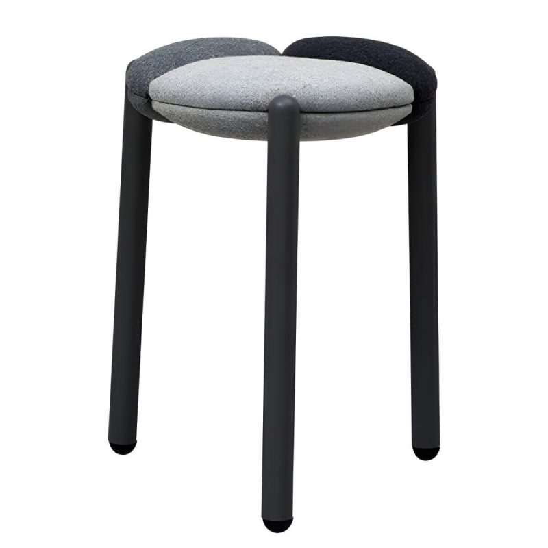 "Modern Upholstered Accent Stool with Metal Frame and Stackable Design - 1 Piece Grey"