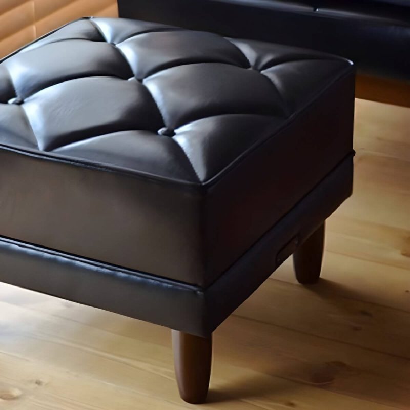 "Modern Upholstered Tufted Accent Stool with Wood Legs and Storage Not Included - Green 1 Piece"