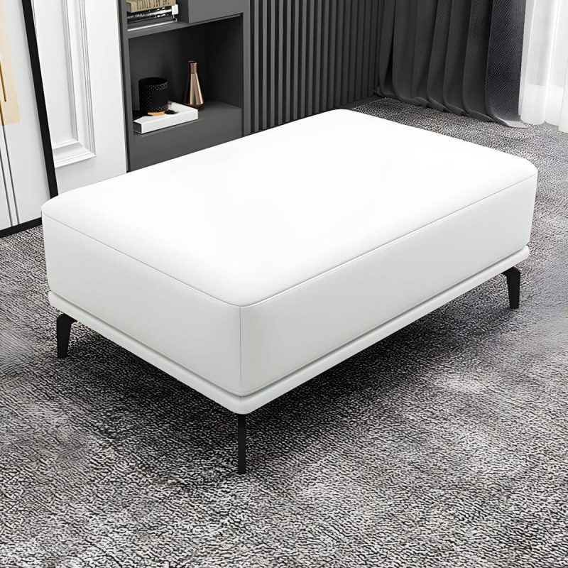 "Rectangle Footstools Genuine Leather 23.4 Inch Width Standard Foot Stool - 1 Piece Off-White 35"L x 24"W x 17"H"