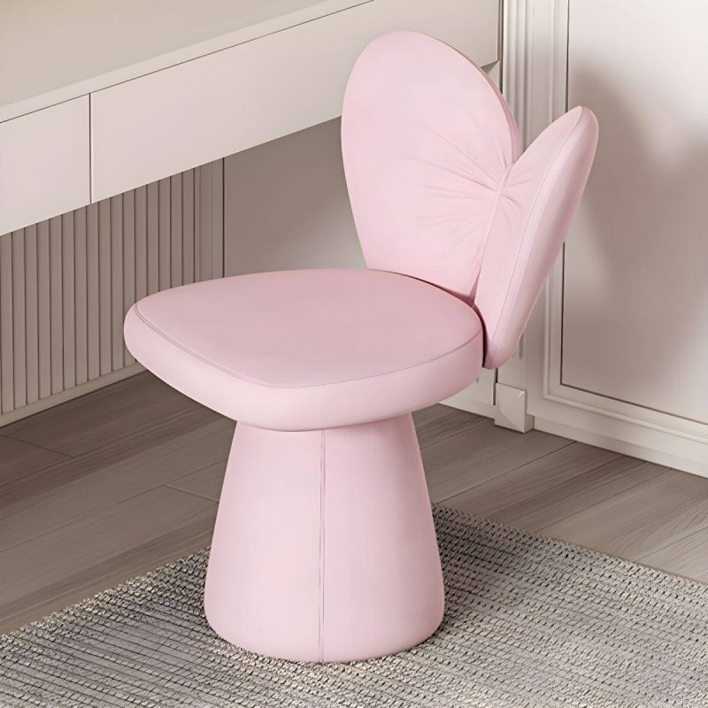 "Modern High-Back Upholstered Vanity Stool with Wood frame and Swivel Feature - Pink 1 Piece"
