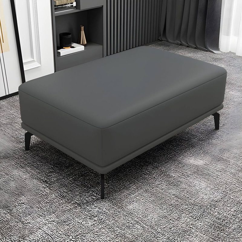 "Rectangle Footstools Genuine Leather 23.4 Inch Width Standard Foot Stool - 1 Piece Dark Gray 31"L x 24"W x 17"H"