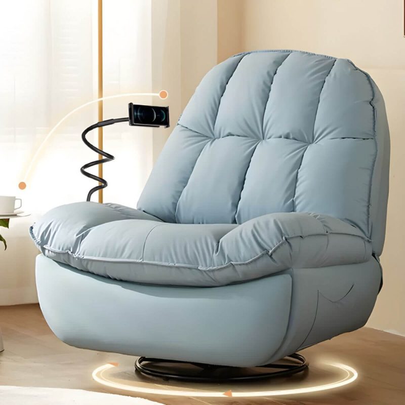 "Metal Solid Color Swivel Rocker Indoor Modern Position Lock Swivel Recliners - Blue Bracket Included Swivel Rocker Manual - Handle/Lever"