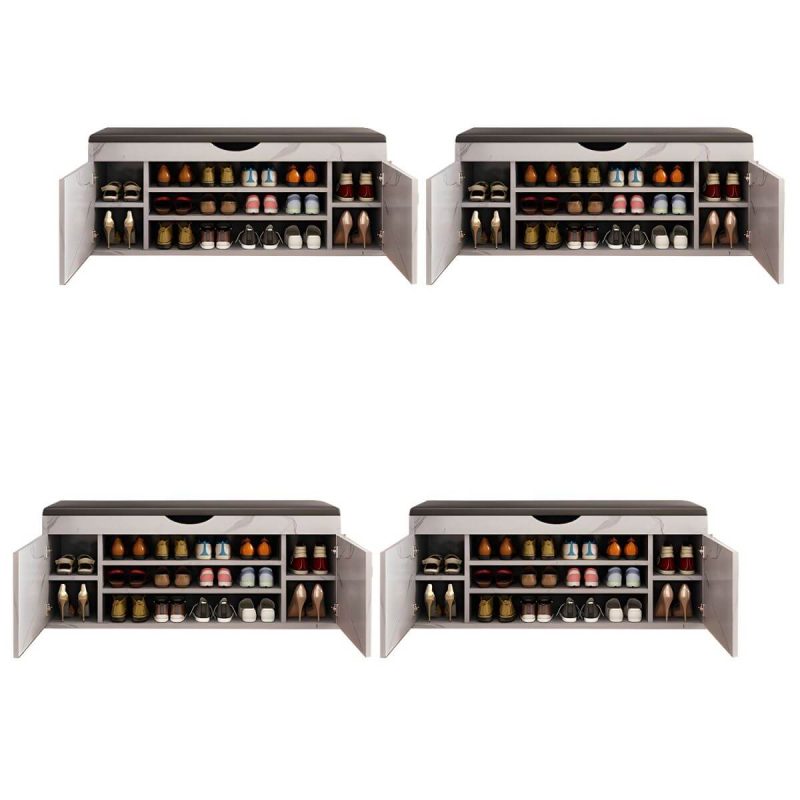 "Indoor Solid Color Contemporary Rectangle Wood with Storage Standard - 4 Piece Set Marble 47"L x 14"W x 20"H"