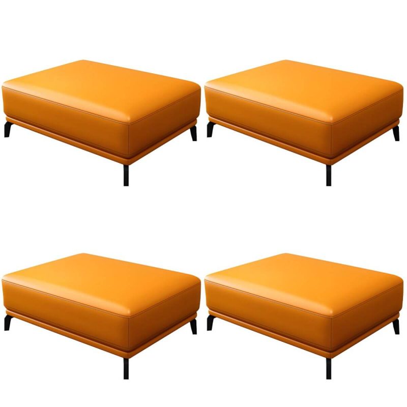 "Rectangle Footstools Genuine Leather 23.4 Inch Width Standard Foot Stool - 4 Piece Set Orange 39.5"L x 24"W x 16.5"H"