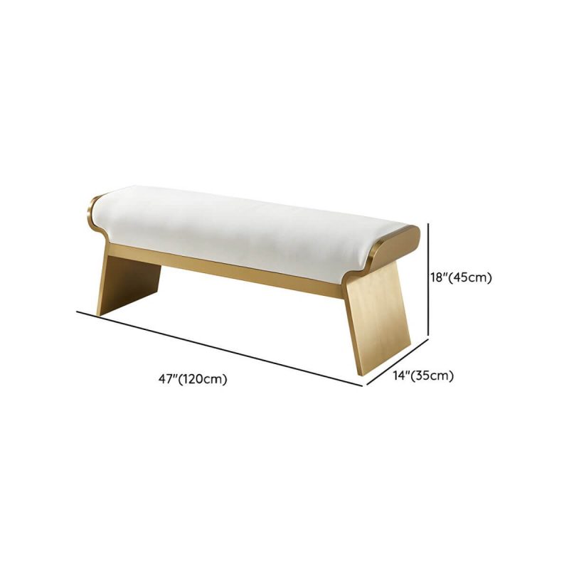 "Dimension of Modern Beige Leather Rectangle Ottoman with Metal Frame for Stylish Comfort - 1 Piece 47"L x 14"W x 18"H"