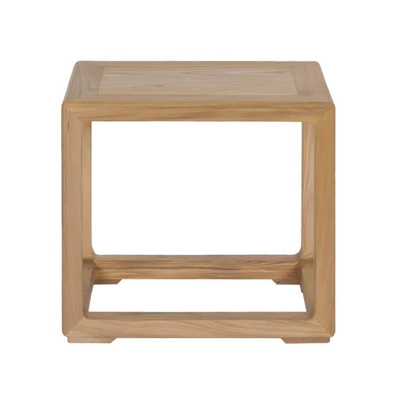 "Modern Wood Utility Stool with Backless Design and Square Base for Versatile Use - Natural Finish 1 Piece"