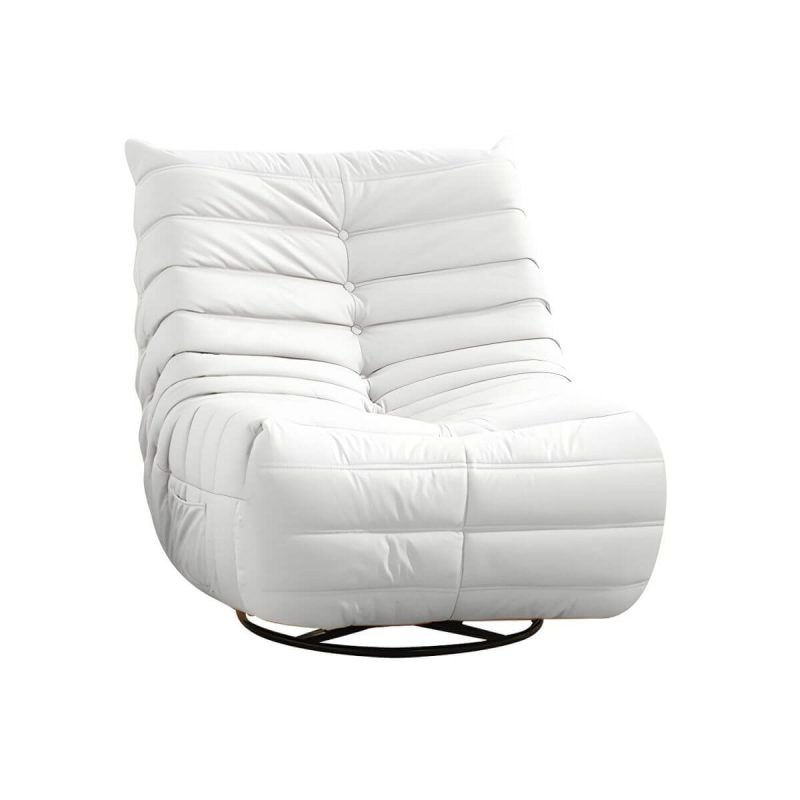 "Bonded Leather Recliner Chair Solid Color Metal Indoor Storage Reclining - Beige Power - Push Button"