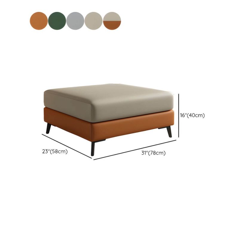 "Dimension of Modern Standard Ottoman in Faux Leather with Solid Color and Wood Frame - 1 Piece Light Gray 31"L x 23"W x 16"H"