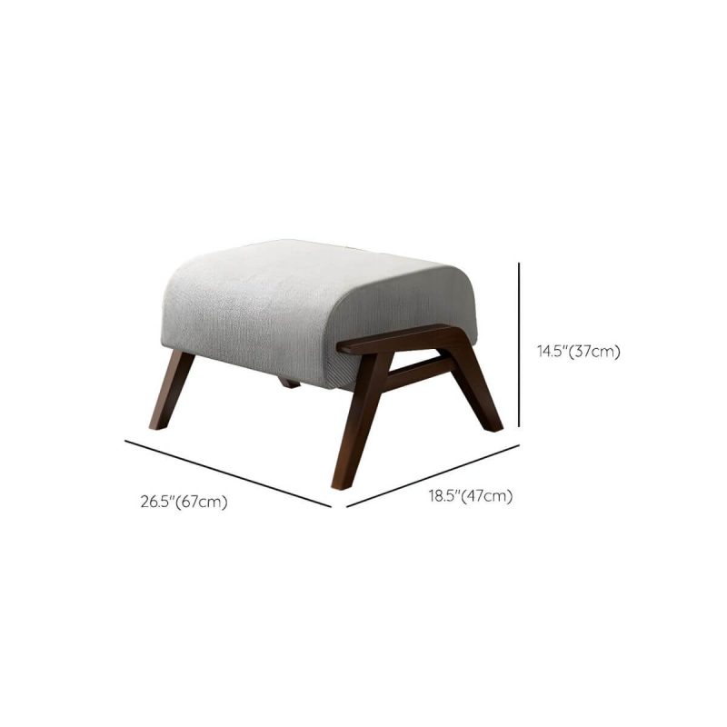 "Dimension of Contemporary Solid Wood Recliner Chair in Solid Color with Wooden Legs - Recliner with Ottoman Linen Blend Beige"
