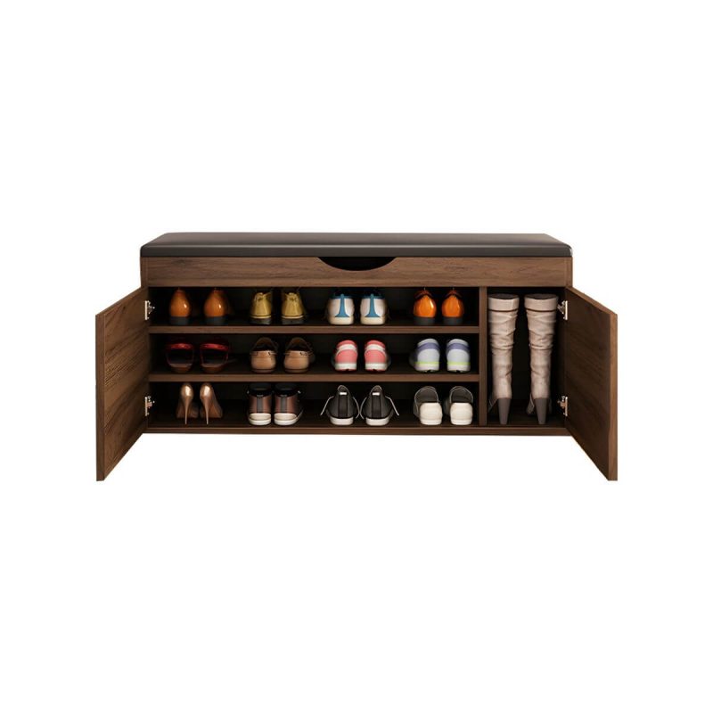 "Indoor Solid Color Contemporary Rectangle Wood with Storage Standard - 1 Piece Nut-Brown 39.5"L x 14"W x 20"H"
