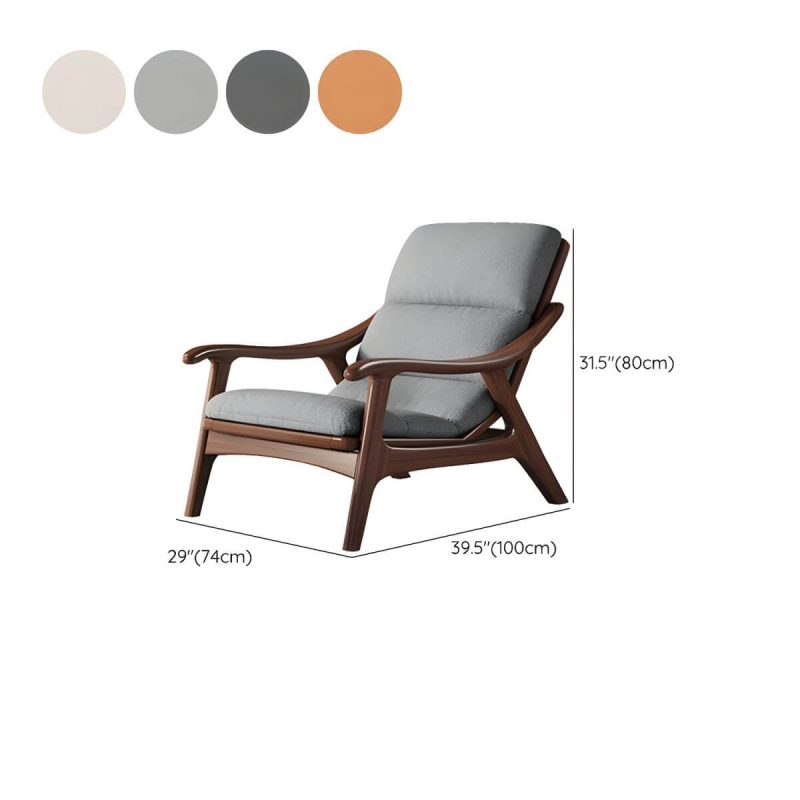 "Dimension of Modern Wood Frame Recliner with Lumbar Support and Removable Cushions - Gray/ White 29"L x 39"W x 31"H Deck Chair Cotton and Linen"