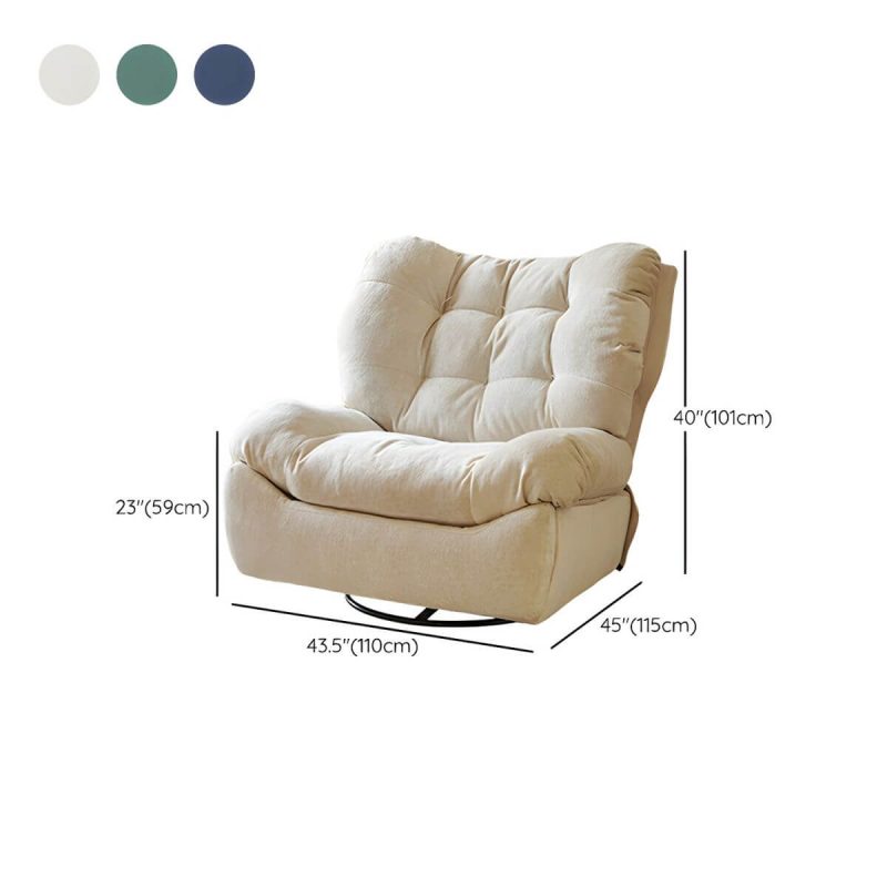 "Dimension of Modern Chenille Wing Chair Recliner with Tufted Design and Standard Size - Royal Blue Manual Recline Standard (No Motion)"