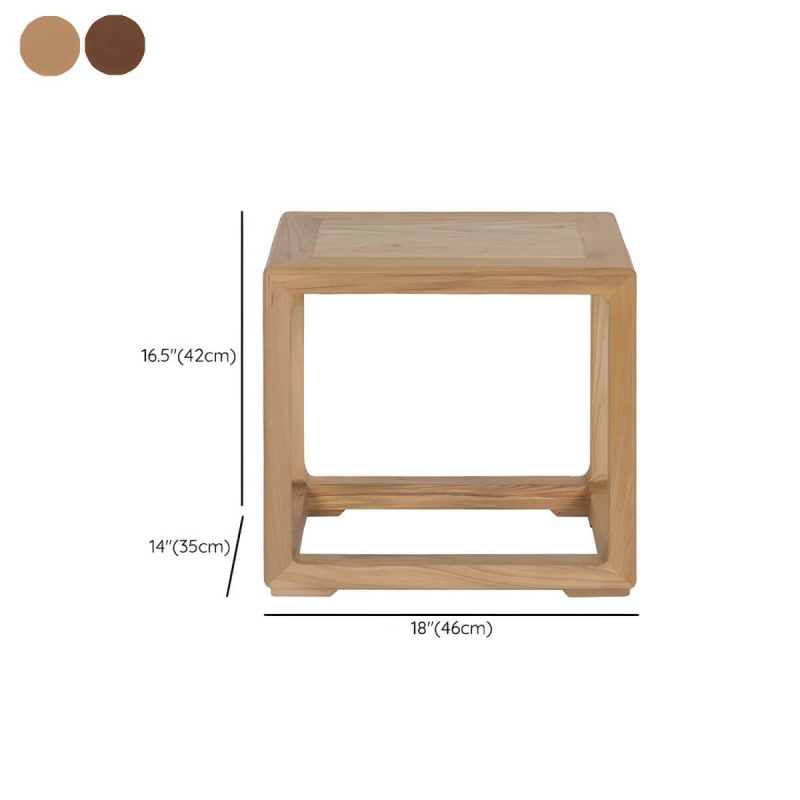 "Dimension of Modern Wood Utility Stool with Backless Design and Square Base for Versatile Use - Natural Finish 1 Piece"