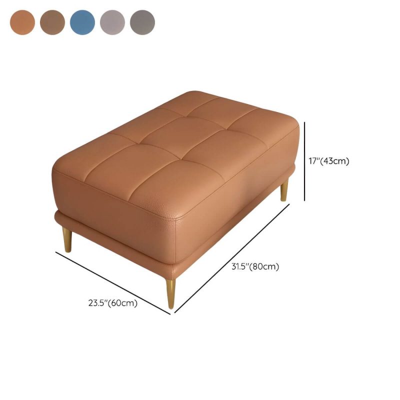"Dimension of Modern Upholstered Accent Stool with Tufted Seat and Wooden Legs - Medium Height - 1 Piece Coffee 31"L x 24"W x 17"H"