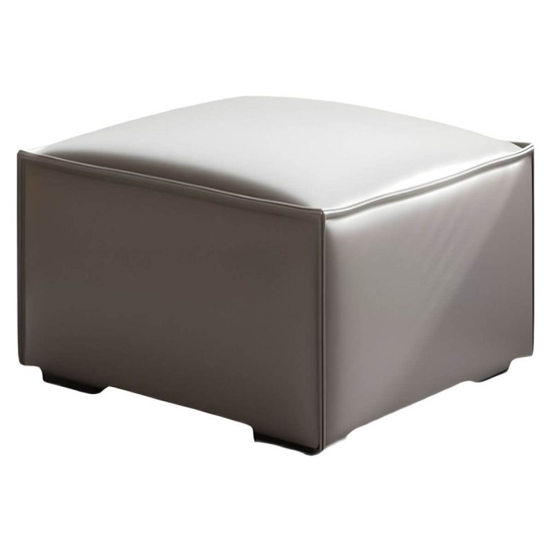 "Modern Upholstered Accent Stool with Wood Frame and Solid Color Seat - 1 Piece 31.5"L x 31.5"W x 14"H PU (Polyurethane) Dark Gray"