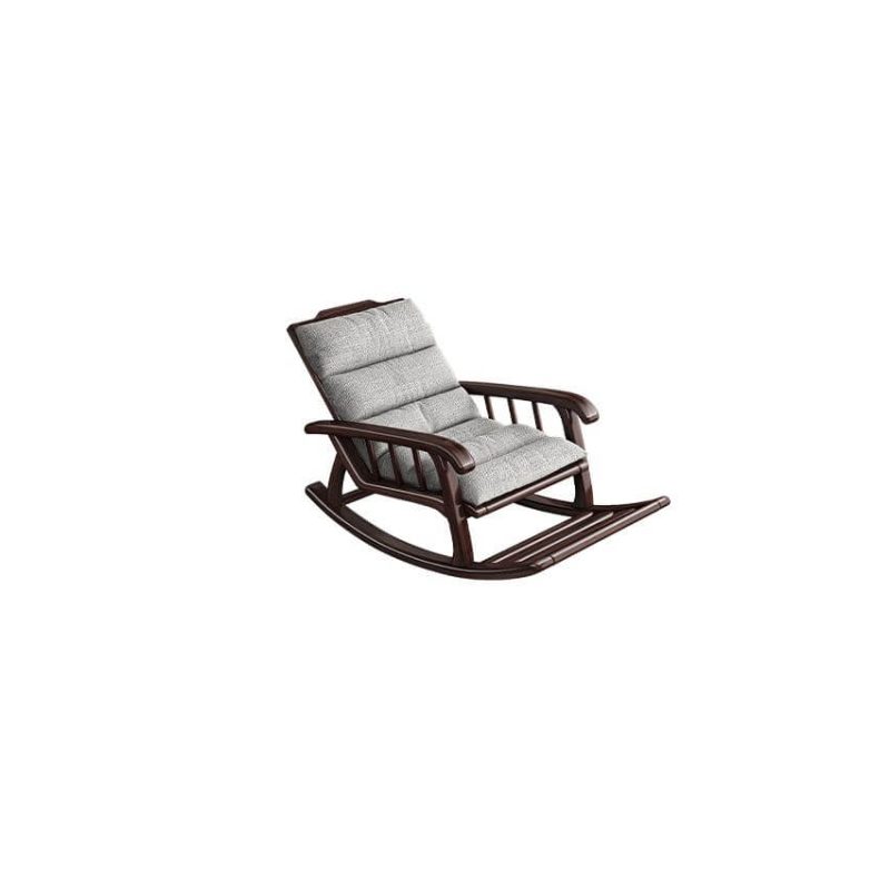 "Light Gray Art Deco Cotton Upholstered Rocking Armchair with Track Arm and Rear Back, Rocking Chair"