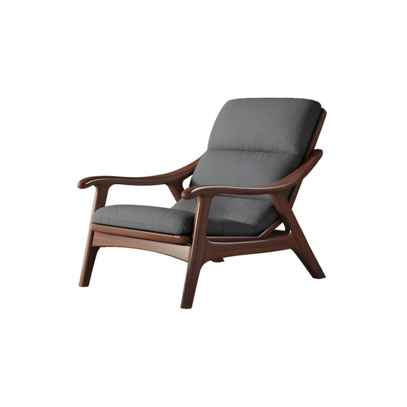 "Modern Wood Frame Recliner with Lumbar Support and Removable Cushions - Dark Gray 29"L x 39"W x 31"H Deck Chair Tech Cloth"