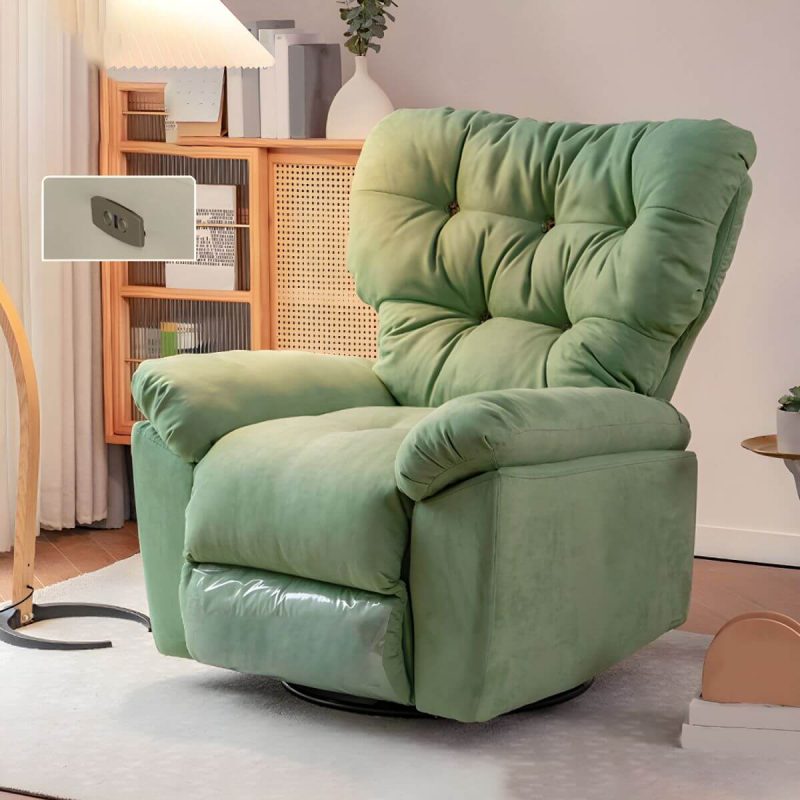 "Faux Leather Wing Chair Recliner Adjustable Wingback Recliner with Tufted Back - Green Standard (No Motion) Power - Push Button"