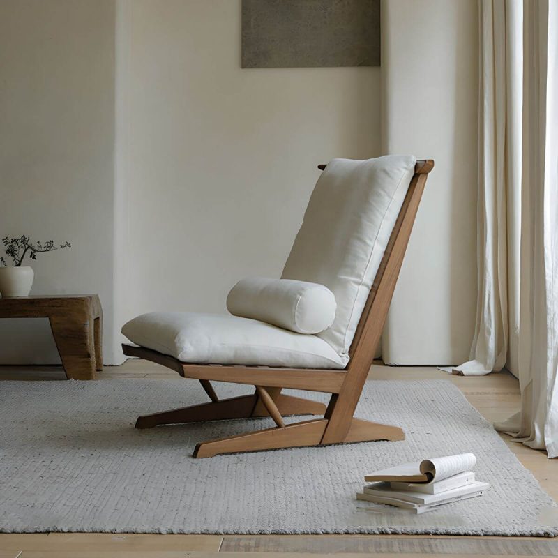 "25" Wide Solid Wood Removable Cushion Cover Standard Recliner with Legs - Natural White"