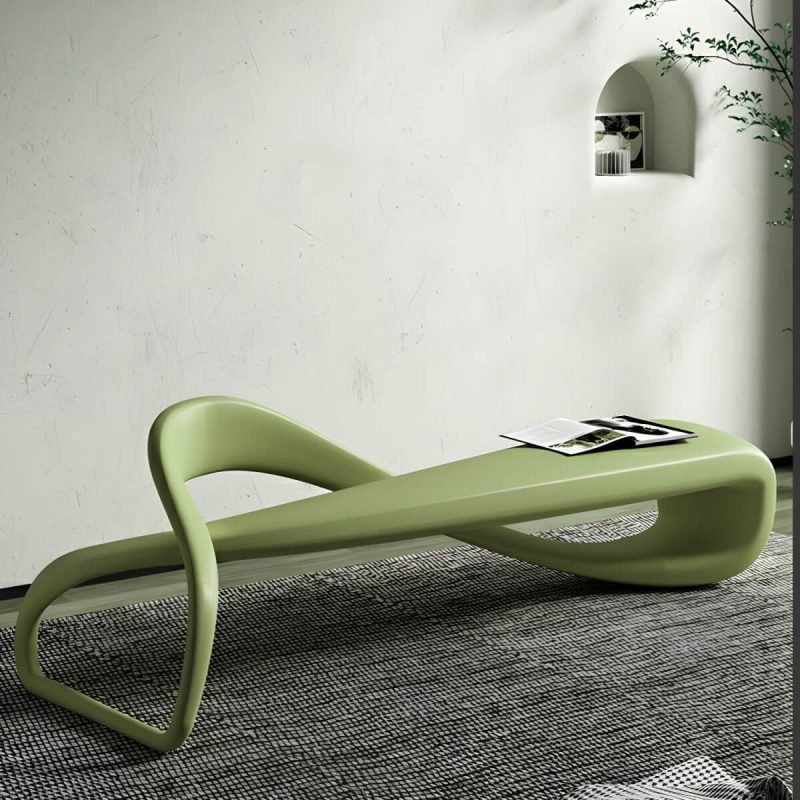 "Standard Footstool Genuine Leather Specialty Green Contemporary Solid Color Indoor - 1 Piece 150 x 45 x 40 cm"