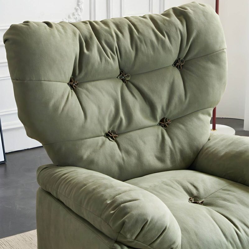 "Ergonomic Suede Modern Recliner with Tufted Back and Adjustable Lumbar Support - Manual - Handle/Lever Standard (No Motion) Turquoise"