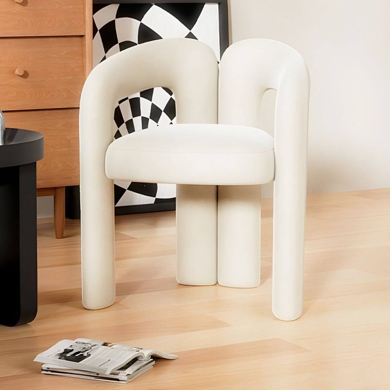 "Vanity Bench Metal Raised Back White Solid Color Modern Set of 2 - 2 Piece Set Off-White"