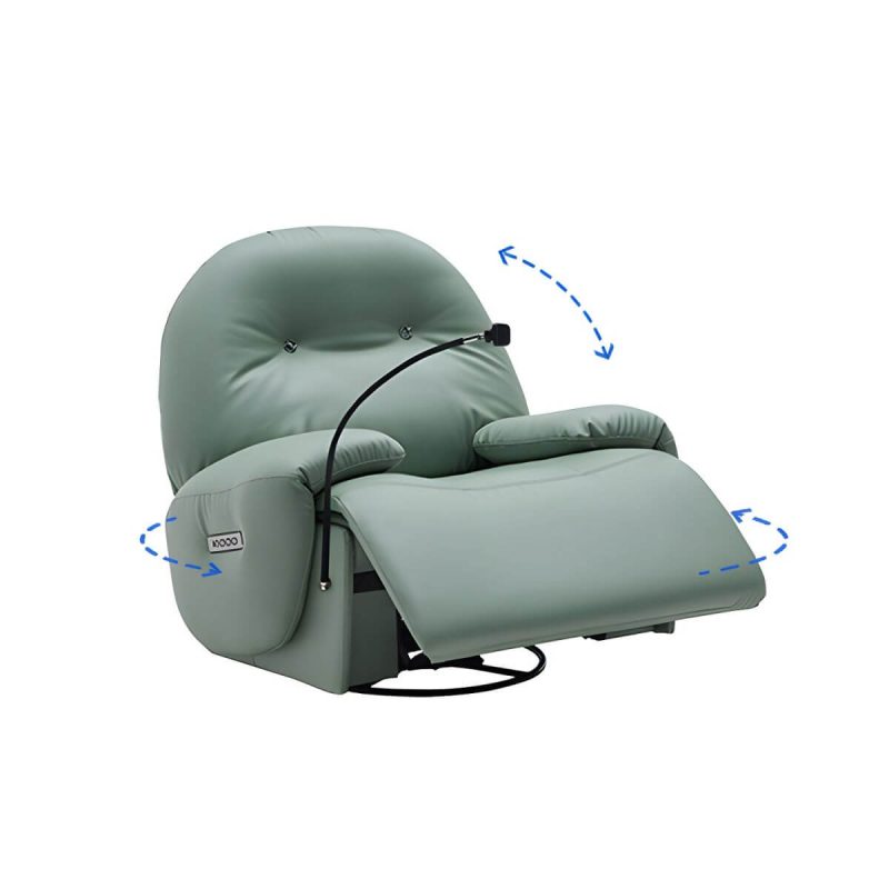 "Faux Leather Standard Recliner Power-Push Botton Massage Recliners with Storage - Green Adjustable Swivel Rocker"