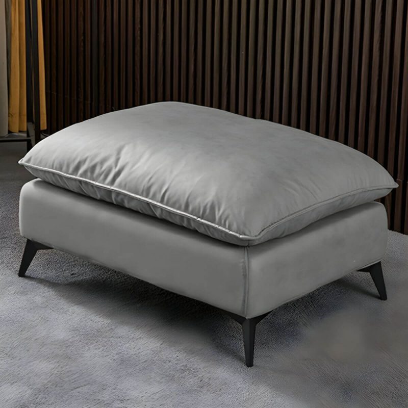 "Modern Upholstered Accent Stool with Wooden Legs - Medium Height (17" - 19") - 1 Piece Light Gray"