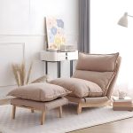 "Ergonomic Linen Recliner with Lumbar Support and Removable Cushions - Small Size - Gray Recliner with Ottoman"