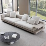 "White Cotton Left L-Shape Corner Sectional, 112"L x 40"W x 33"H"
