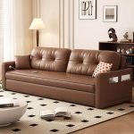 "Twin Size Stain Resistant Futon Sofa Bed with Cushion Back for 2, Includes Receptacle Storage and Square Arm, Comes with Pillow, 50"L x 31"W x 33"H"