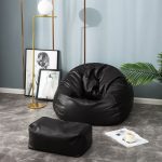 "Mobility & Portable Black Bean Bag Set, Ottoman Included, Black"