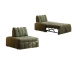 "Art Deco Twin Size Scratch-proofed Day Bed Futon with Cushion Back, Tufted Design, Sponge Fill, and Seat for 1, Green, 43"L x 43"W x 31"H"