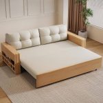 "Flared Arm Futon Daybed with Container Storage and Detachable Mattress, Latex, 63.8"L x 31.5"W x 33.5"H"