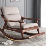 "Modern Gray Upholstered Resistant To Dirt Rocking Chair with Wood Track Arm, Upholstered, Leathaire & Sponge"