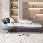 "Modern Beige Solid Color Left-Arm Chaise Lounge for Bedroom with Tuxedo Arm and 2 Pillows - Blue 71"L x 37"W x 31"H"