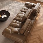 "Cowhide Auburn Floor Sofa with Arm, 102"L x 47"W x 35"H"