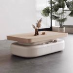 "Rectangular Timber Tray Top Coffee Table with 2 Drawers, 51"L x 28"W x 16.5"H"
