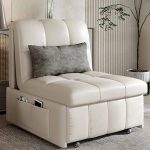 "Detachable Mattress, Stockroom Storage Futon Daybed with Stain Resistant, Pillow, Stitch-tufted, Twin Size, for 2, Beige, 39"L x 37"W x 36"H"