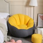 "Adults Fabric Bean Bag Chair with Washable Cover and Change Bag - 37"L x 33"W x 28"H Bean Bag Chair with Ottoman Pink"