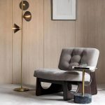"Modern Gray Side Chair with Tufted Back and Solid Color Pattern, Grey, Flannel"