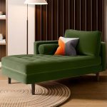 "Modern Solid Color Lounge Chaise for Bedroom with Square Arm, Right-Arm Chaise, and 3 Pillows"