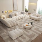 "L-Shape Left Sitting Room Sofa Chaise with Concealed Support for 5 Person, 154"L x 71"W x 31"H, Milk Fleece"