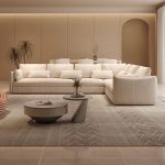 "4-piece Set, 5 Person Corner Sectional with Left Hand Facing Orientation, Concealed Support in L-Shape, Abrasive Cloth, 142"L x 106"W x 30"H"