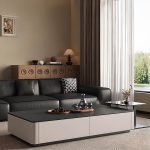 "Mission Style Single Rock Block Accent Table with Midnight Black Rectangular Top and 2 Drawers, 47"L x 24"W x 14"H"