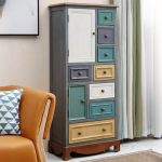 "Standalone Coat Distressing Birch Accent Cabinet with 8 Drawers, Multi-Color"